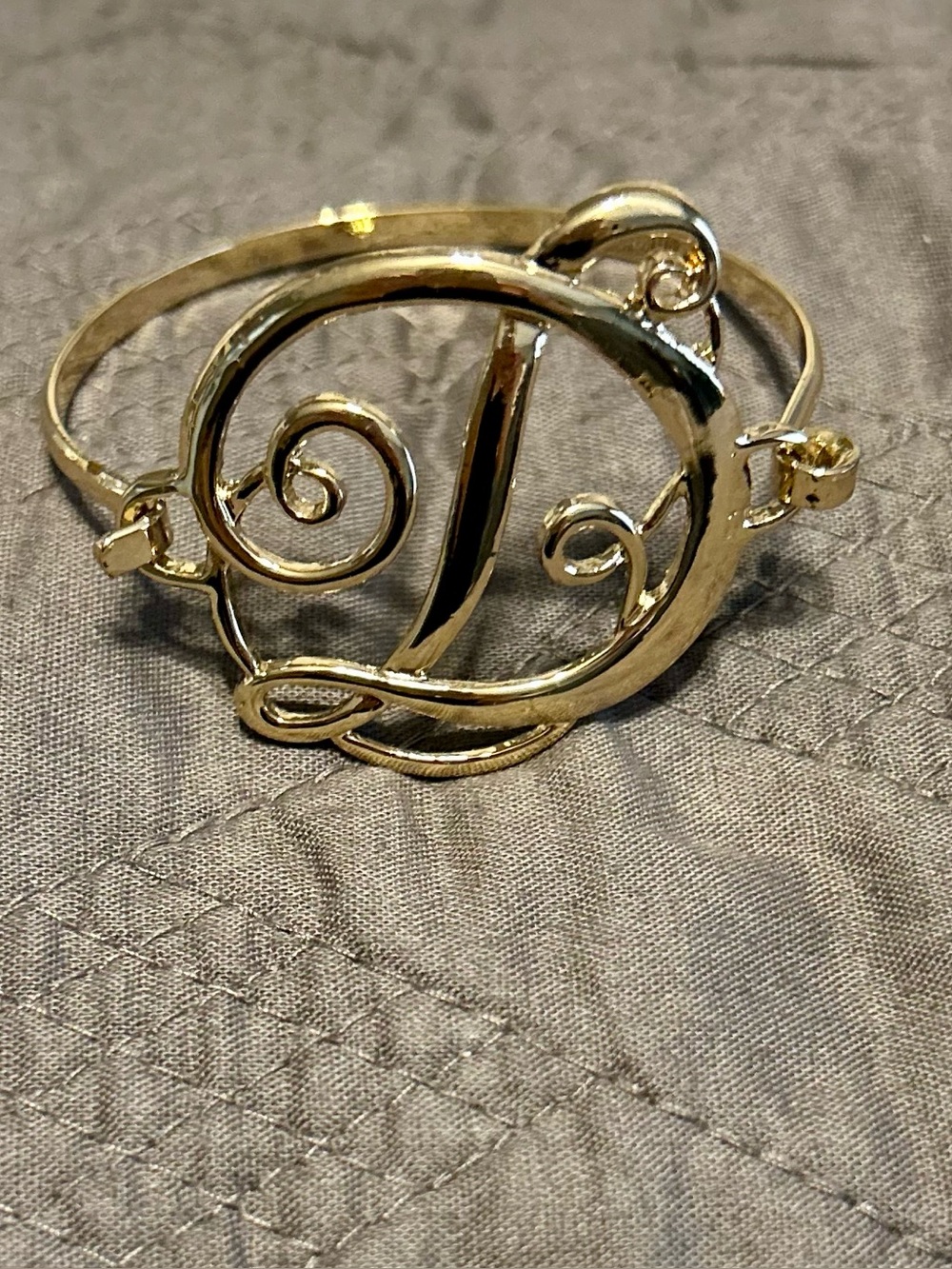 Gold Monogram 'D' Cuff Bracelet - Women's Jewelry